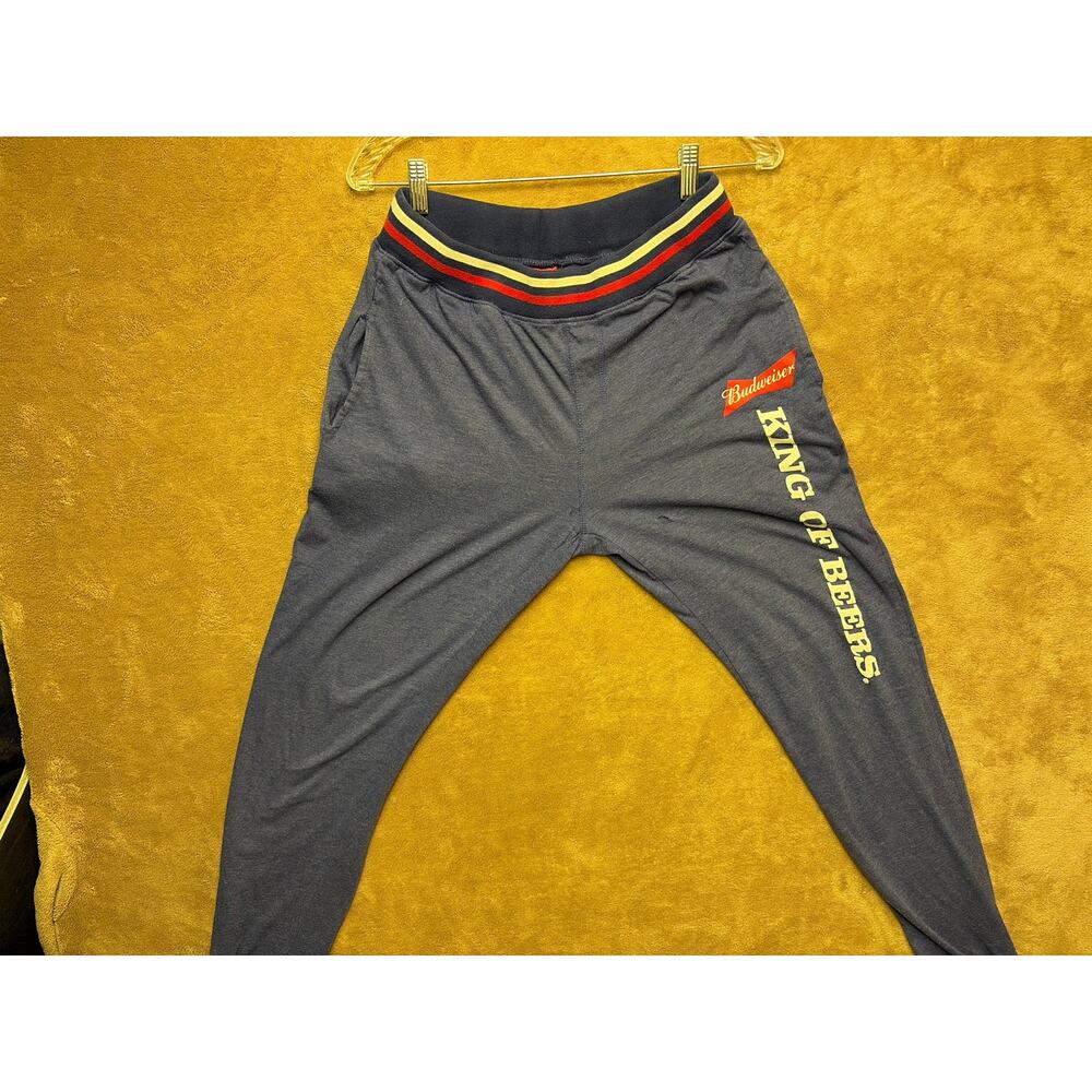 Budweiser King Of Beers Lounge Jogger Pants Mens Small Blue Pajama Sleepwear